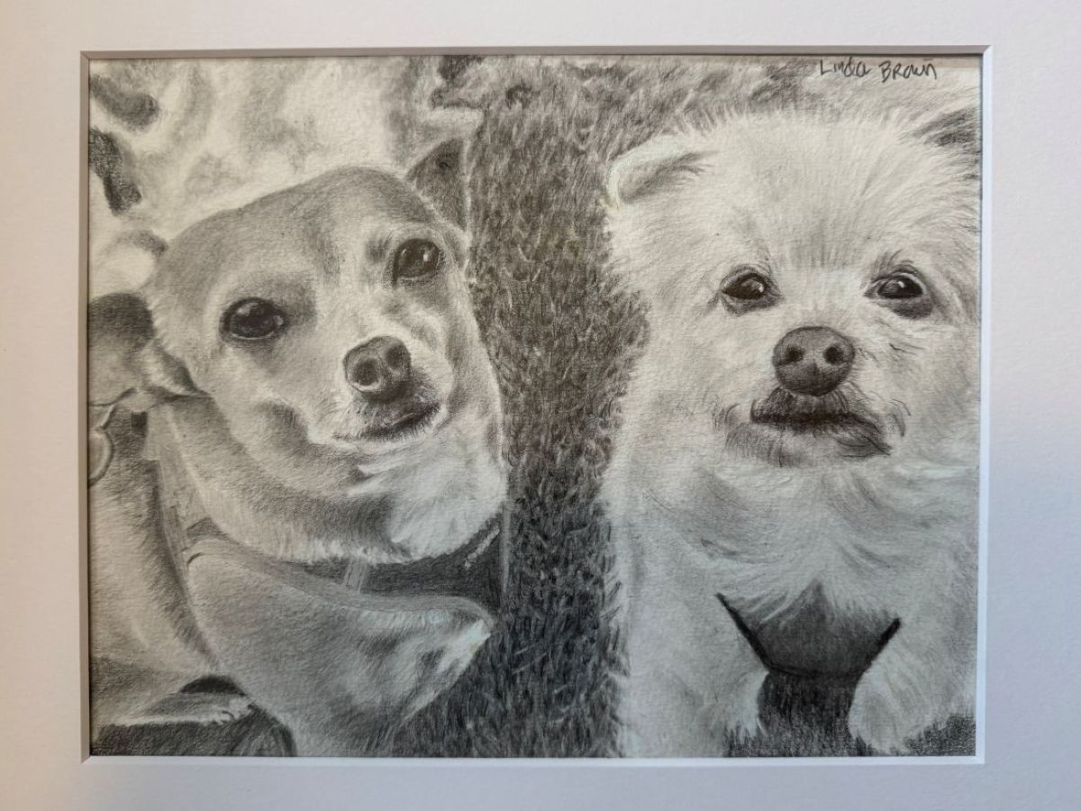 Pearl and Sprite, Pencil Drawing, 7 1/2” x 9 1/2”